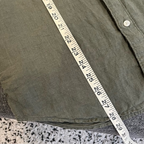 J. Crew Men’s Baird McNutt 100% Linen Shirt Button Down Olive Green Size S Slim - Picture 11 of 11
